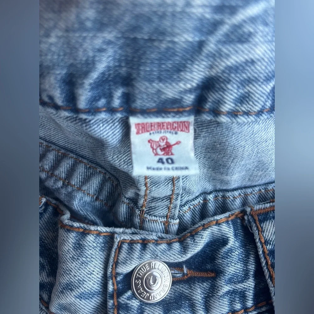 True Religion Men's Slim Jeans in Light Wash Blue